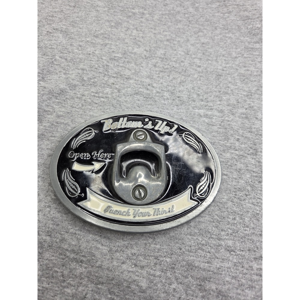 Vintage Bottoms Up Working Bottle Opener Enamel Belt Buckle